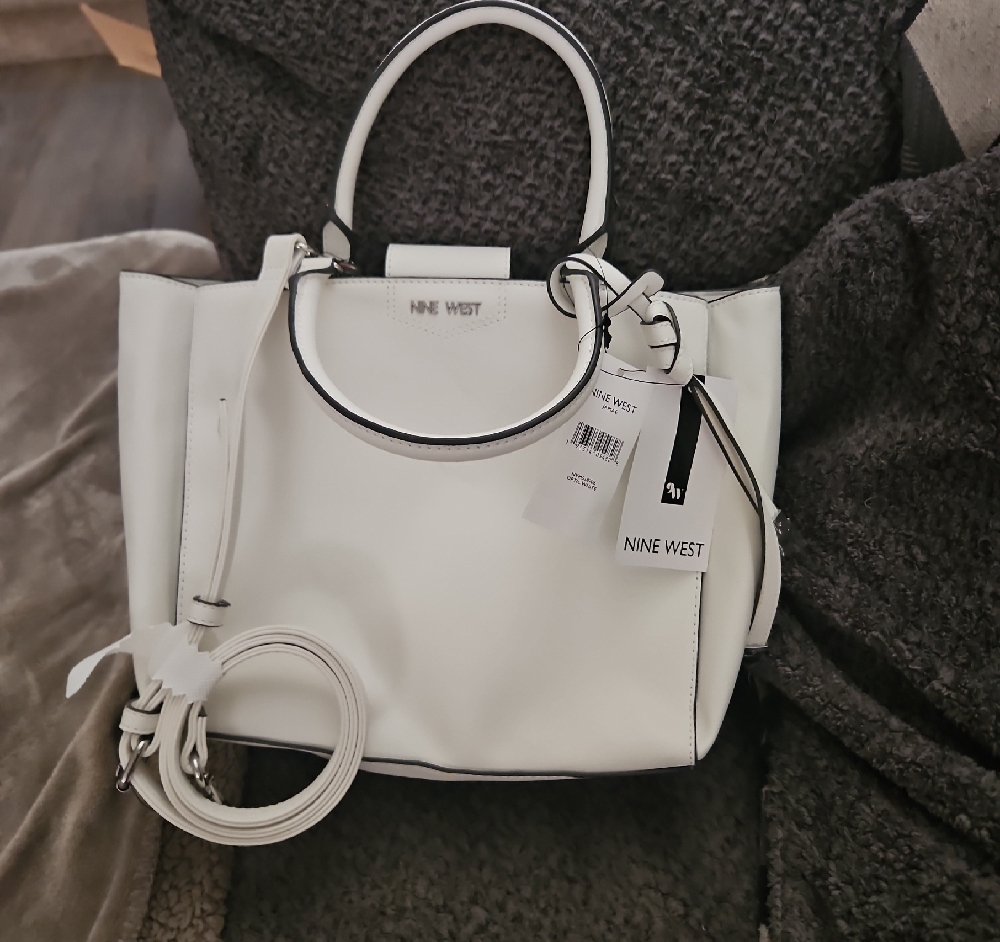 Nine West White Tote Bag with Dual Handles